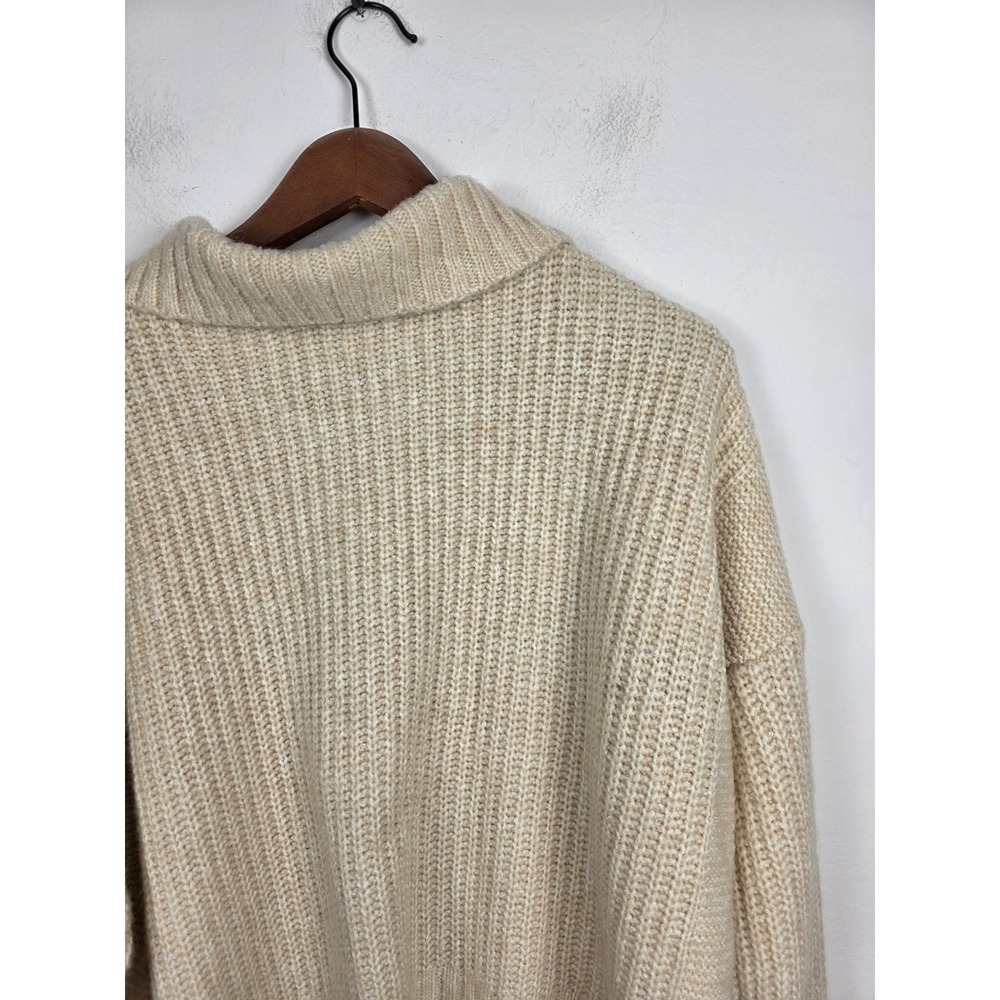 Varley Amelia Womens Half Zip Ribbed Sweater Cream Gold Zipper Wool Blend Medium - Picture 5 of 7